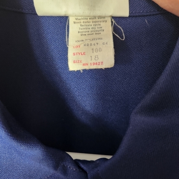 Vintage Lee Mar Pageantry Knit Navy Long Sleeve Buttonfront Shirt-Size 18 - Picture 4 of 8